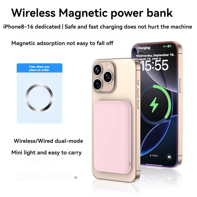For Apple Wireless Magnetic Power Bank with 25W Ultra Fast Charging and for Magsafe Function, for Iphone16/15/14/13/12/Pro/Promax/Plus, Black/White/Pink Charger Portable Battery Pack Compact Chargeable Smartphone