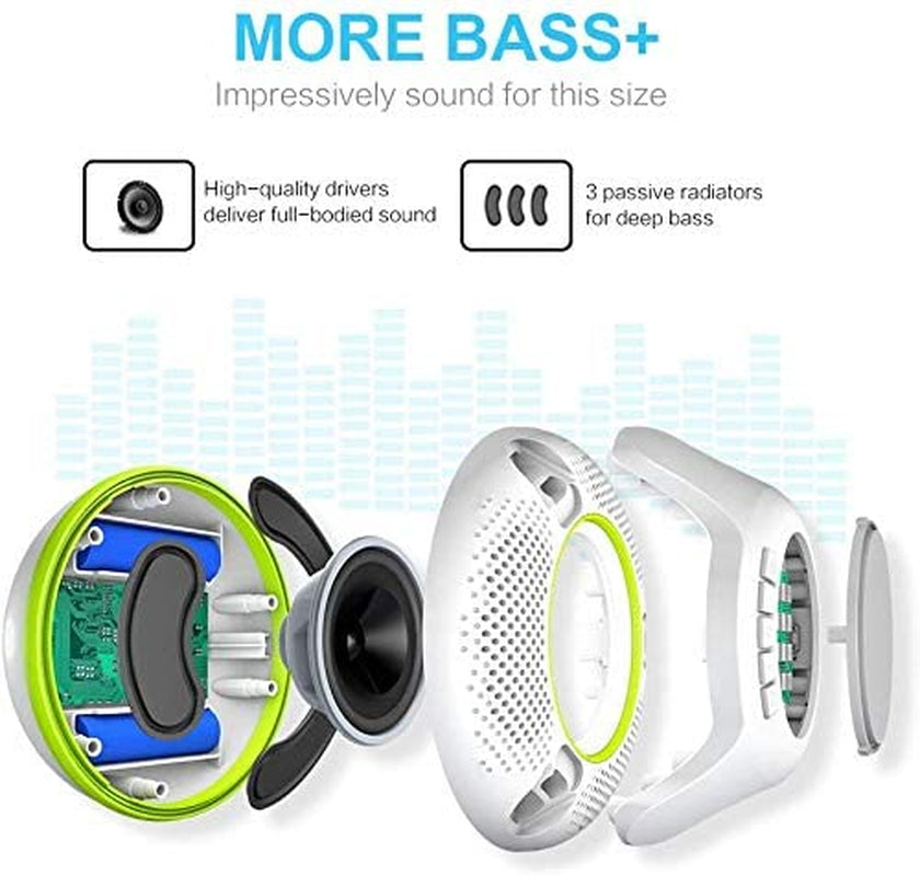 Pool Floating IPX7 Waterproof Bluetooth Speaker, Portable Wireless Shower Speakers with Deep Bass and Colorful LED Light for Outdoor Swimming Pool Hot Tub Home Party (Green)