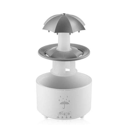 Rain Umbrella Humidifier & Aroma Diffuser with Soothing Rain Sounds, Water Drip Effect,7 Colors Mood Light, Timer and Auto-Off, Ldeal for Relaxation, Sleep,Home,Bedroom,Desk(White)