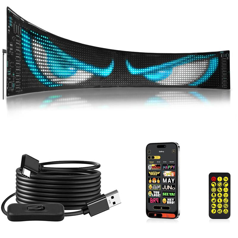 Devil Eyes for Vehicle, Truck, DIBMS LED Matrix Panel, LED Sign for Car: Programmable, Bluetooth APP Control,Wireless App-Controlled Scrolling LED Screen, Dynamic Usb-Powered LED Display Screen