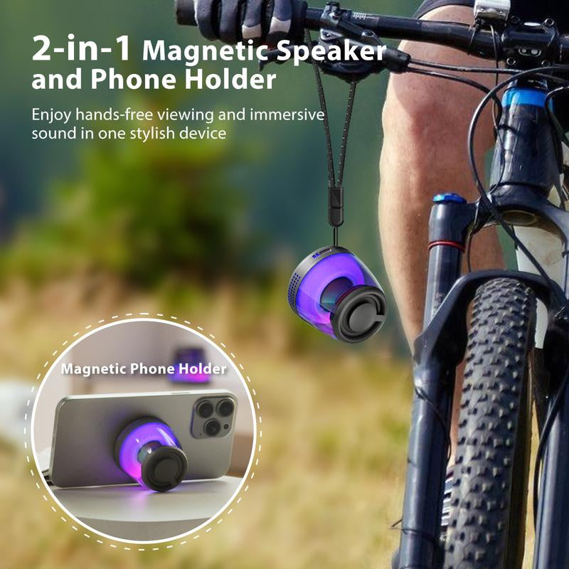 Magnetic Bluetooth Speaker, Portable Mini Wireless Speaker, Premium Sound Quality, TWS Stereo Sync, Hands-Free Speakerphone, Ideal for Travelling, Camping