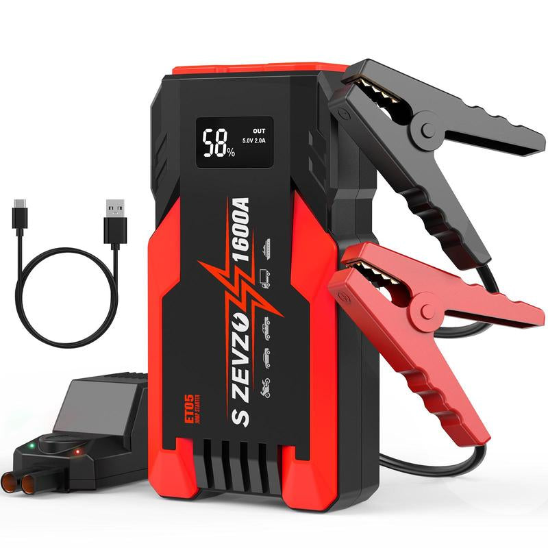 8000A Peak Portable Car Jump Starter with LED Light – Emergency Booster Battery Pack, Power Bank, Wireless Charging, Car Battery Jump Starter Tool​