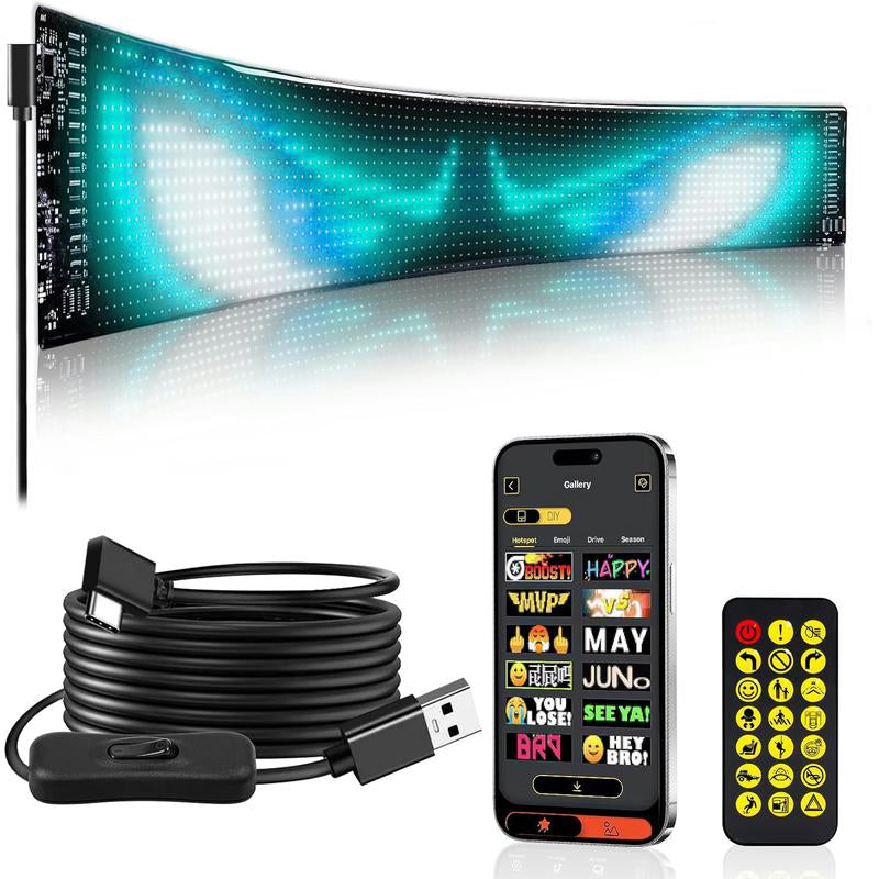 Devil Eyes for Vehicle, Truck, DIBMS LED Matrix Panel, LED Sign for Car: Programmable, Bluetooth APP Control,Wireless App-Controlled Scrolling LED Screen, Dynamic Usb-Powered LED Display Screen