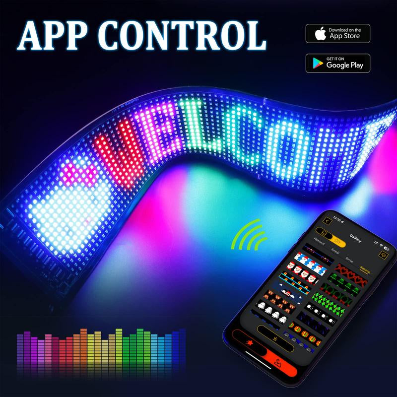 Devil Eyes for Vehicle, Truck, DIBMS LED Matrix Panel, LED Sign for Car: Programmable, Bluetooth APP Control,Wireless App-Controlled Scrolling LED Screen, Dynamic Usb-Powered LED Display Screen