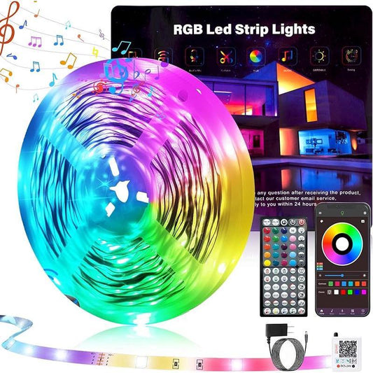 100FT Led Lights for Bedroom, Color Changing RGB Led Strip Lights Indoor, Music Sync Led Light Strip with Remote and App Control, DIY Led Lights for Room Ambient Lighting (1*100FT)