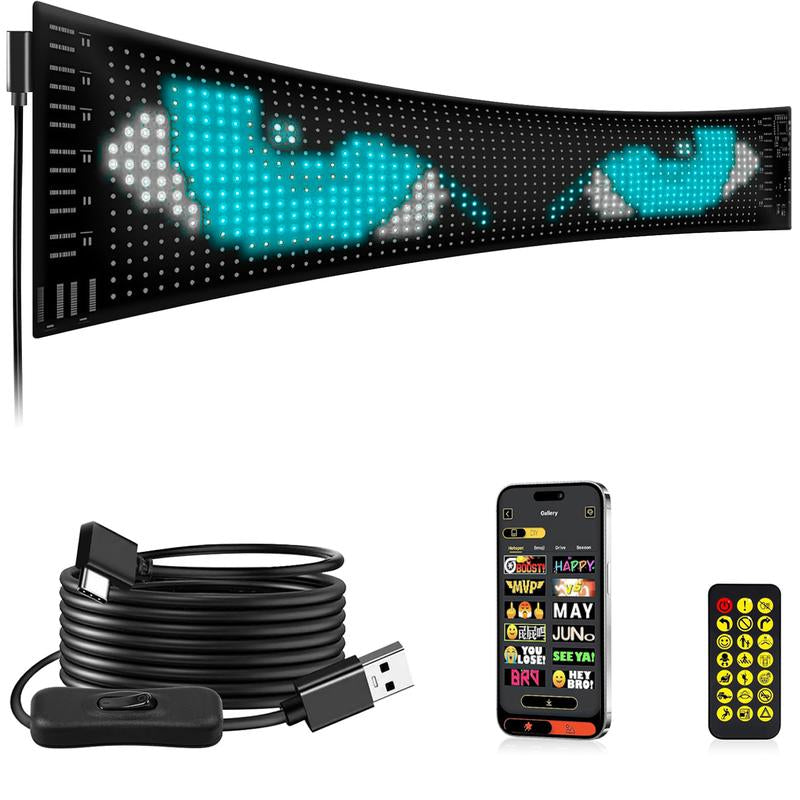 Devil Eyes for Vehicle, Truck, DIBMS LED Matrix Panel, LED Sign for Car: Programmable, Bluetooth APP Control,Wireless App-Controlled Scrolling LED Screen, Dynamic Usb-Powered LED Display Screen