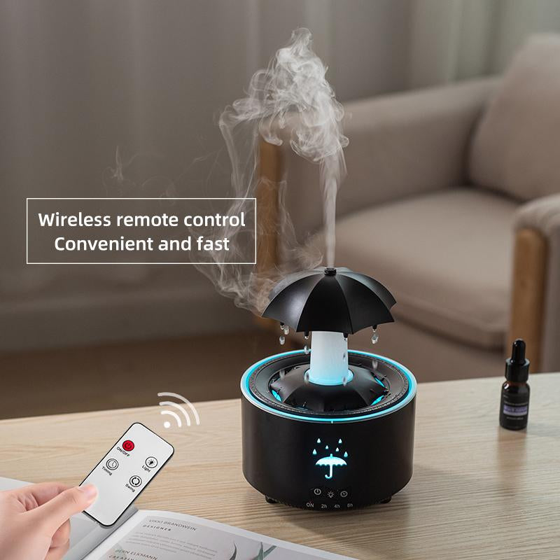Rain Umbrella Humidifier & Aroma Diffuser with Soothing Rain Sounds, Water Drip Effect,7 Colors Mood Light, Timer and Auto-Off, Ldeal for Relaxation, Sleep,Home,Bedroom,Desk(White)