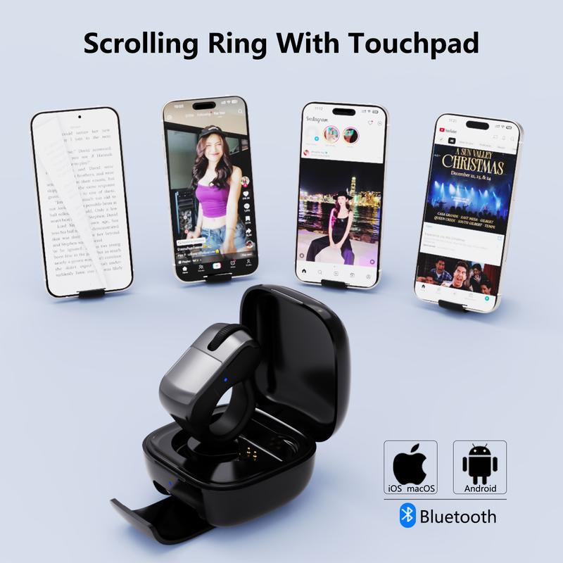 ZOZVO Bluetooth Remote Control Scrolling Tiktok Instagram Youtube Finger Air Mouse with Touchpad for Android &Ios,Cursor Control,Video Scroll, Powerpoint Control ,Compatible with PC, Laptop, Mobile, Table