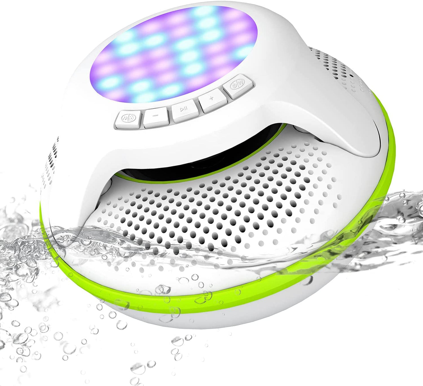 Pool Floating IPX7 Waterproof Bluetooth Speaker, Portable Wireless Shower Speakers with Deep Bass and Colorful LED Light for Outdoor Swimming Pool Hot Tub Home Party (Green)