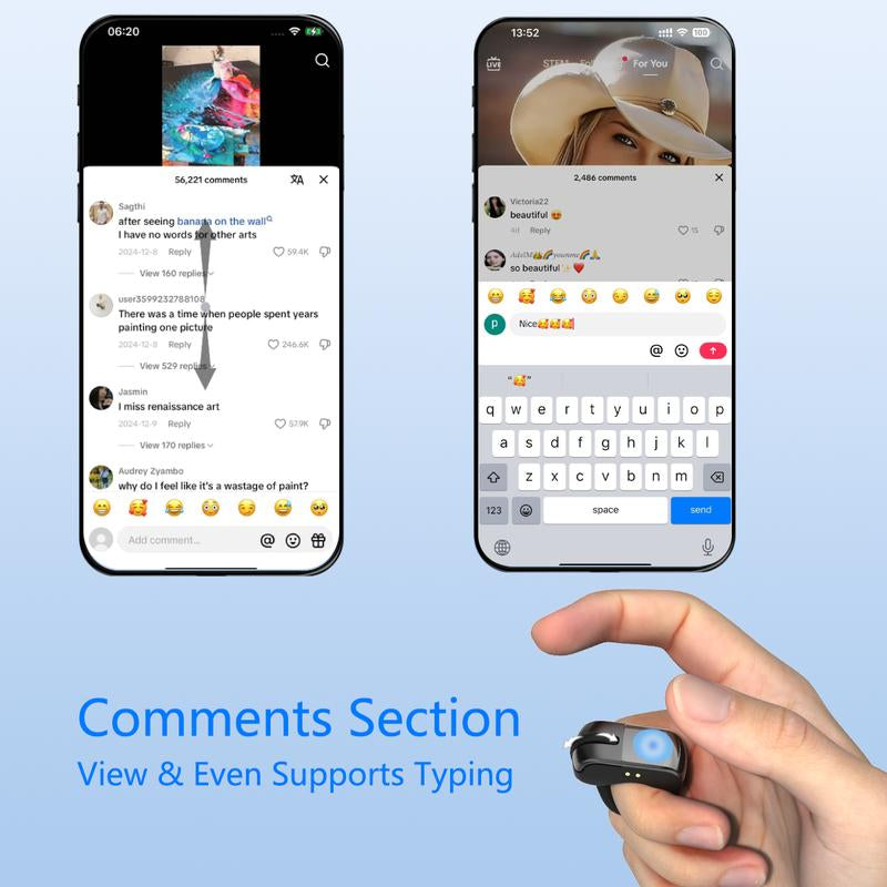 ZOZVO Bluetooth Remote Control Scrolling Tiktok Instagram Youtube Finger Air Mouse with Touchpad for Android &Ios,Cursor Control,Video Scroll, Powerpoint Control ,Compatible with PC, Laptop, Mobile, Table