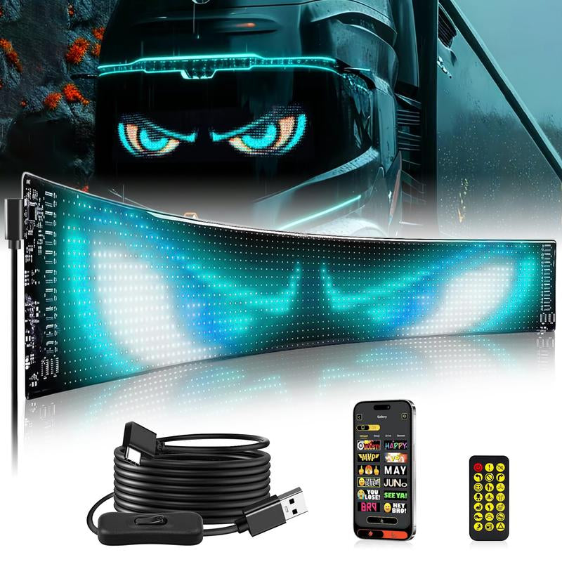 Devil Eyes for Vehicle, Truck, DIBMS LED Matrix Panel, LED Sign for Car: Programmable, Bluetooth APP Control,Wireless App-Controlled Scrolling LED Screen, Dynamic Usb-Powered LED Display Screen