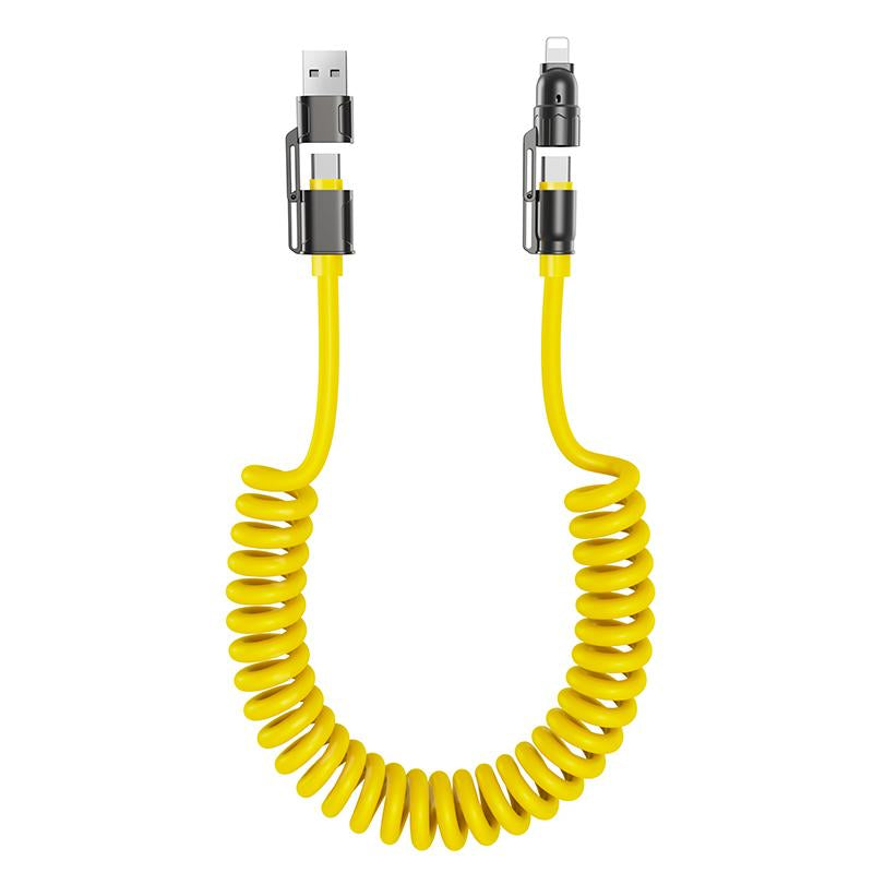 240W 4-In-1 USB-C Cable - PD 5A Fast Charging & Datasync with USB A,TYPE C & Lightning, Breathing Light,Aluminum Alloy Design, 4FT Silicone Cable, Compatible Withiphone 16/15,Ipad Pro, Samsung, and Laptops Androiddevice