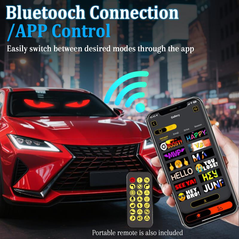 Devil Eyes for Vehicle, Truck, DIBMS LED Matrix Panel, LED Sign for Car: Programmable, Bluetooth APP Control,Wireless App-Controlled Scrolling LED Screen, Dynamic Usb-Powered LED Display Screen